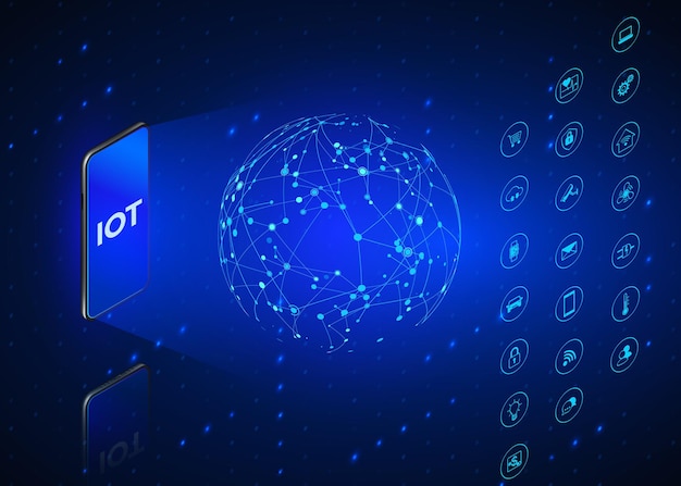 Iot. conjunto de iconos isométricos de internet de las cosas.