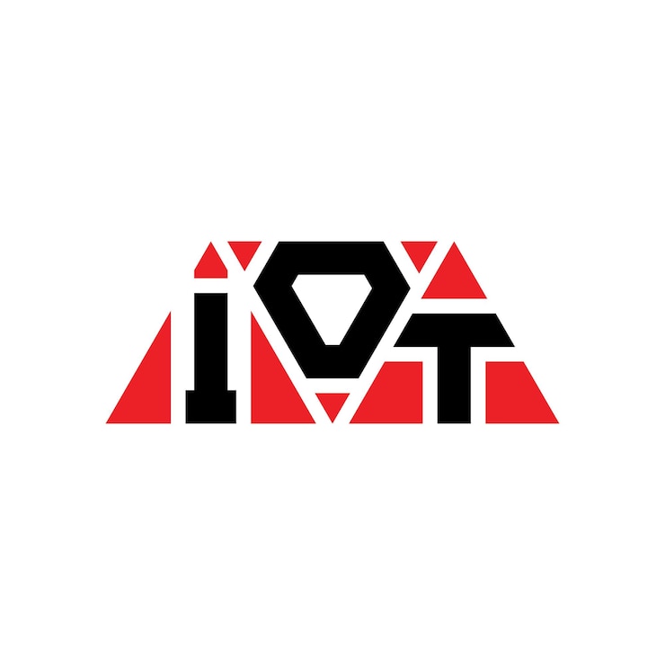 Vector iot diseño de logotipo de letra triangular con forma de triángulo iot diseño del logotipo del triángulo monograma iot triángulo vectorial plantilla del logotipo con color rojo iot logotipo triangular simple elegante y lujoso logotipo iot