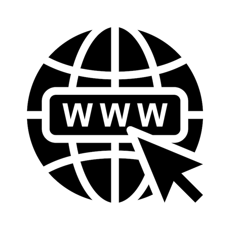 Vector ir al icono de la web con el signo de clic