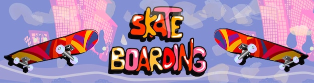 Ir a patinar día Letras Diseño de carteles ilustraciónDivertida patineta Skate park logo Ilustración vectorial