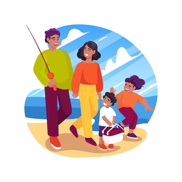 Ir a pescar ilustración vectorial de dibujos animados aislados