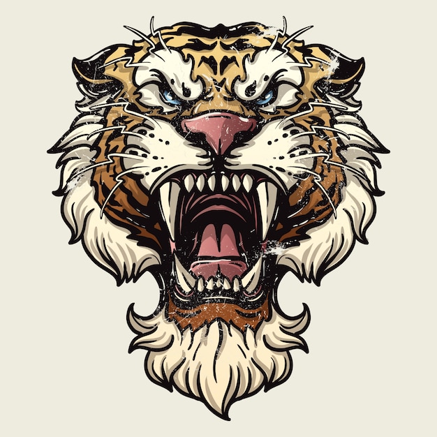 Ira del tigre ilustración vectorial de una cabeza de tigre