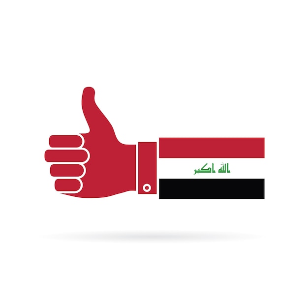 Iraq país bandera pulgar arriba vector icono