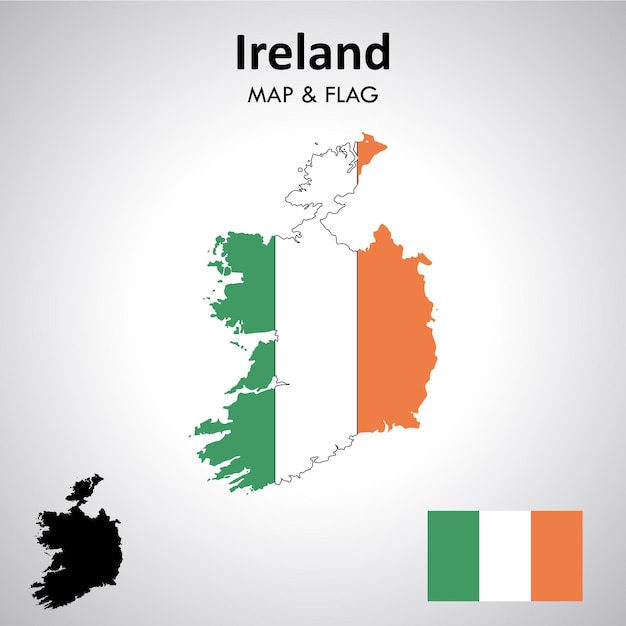 irlanda bandera y mapa diseño mapa bandera vector archivo