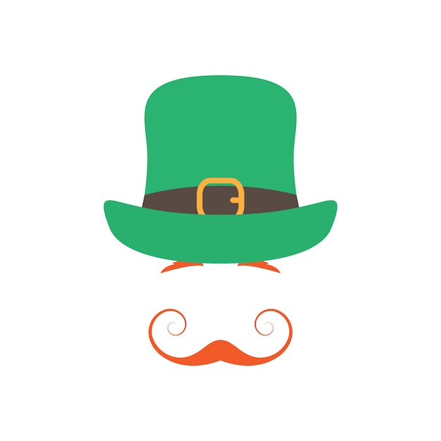 Irlandés con bigote agraciado naranja y sombrero verde.