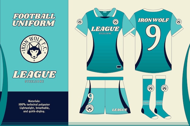 Iron wolf f.c. league football uniform design