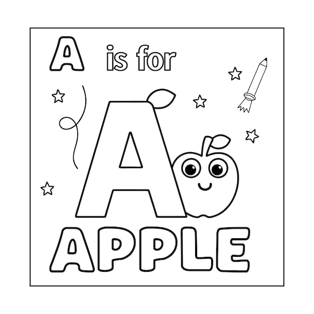 A is for Apple Coloring Page