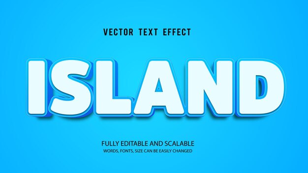 Isla 3d Plantilla de vector de efecto de texto editable con fondo lindo