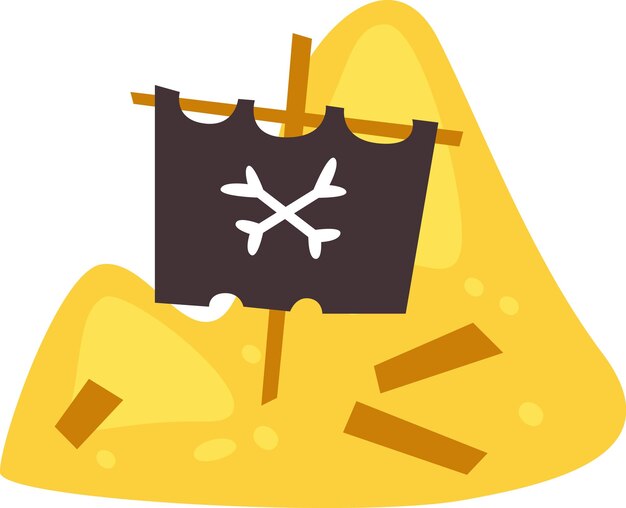 Vector isla con bandera pirata