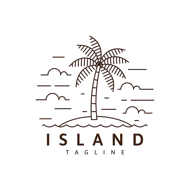 Isla ilustración monoline o estilo de arte de línea