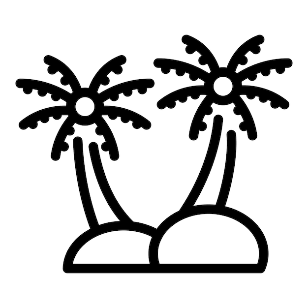 Isla palmera icono contorno vector Turismo mapa Viajes emblemáticos