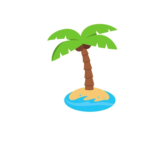 Isla con palmera y vector de arena icono aislado. Ilustración de emojis. Emoticon de vector de isla