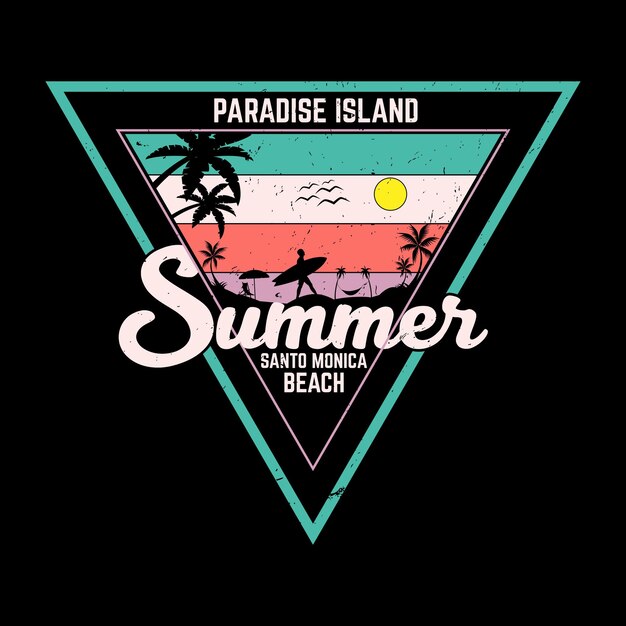 Isla del Paraíso Playa de Santa Mónica Camiseta de verano