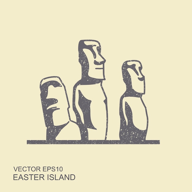 Vector isla de pascua estatuas vector icono illustrarion con efecto rayado