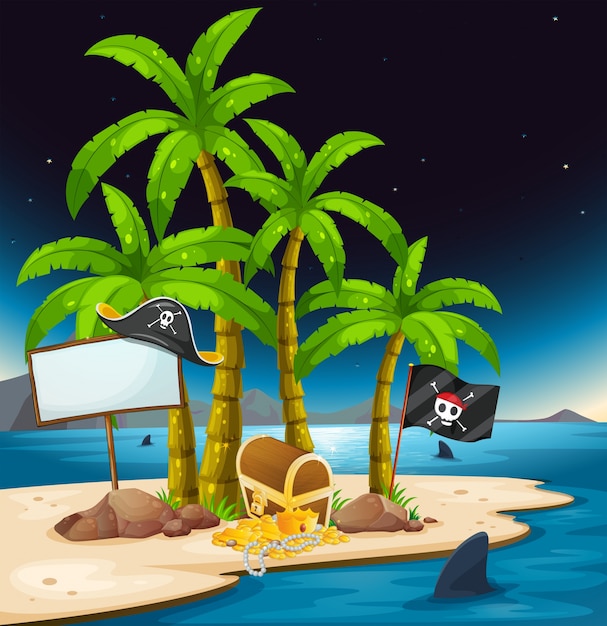 Una isla pirata con un letrero vacío