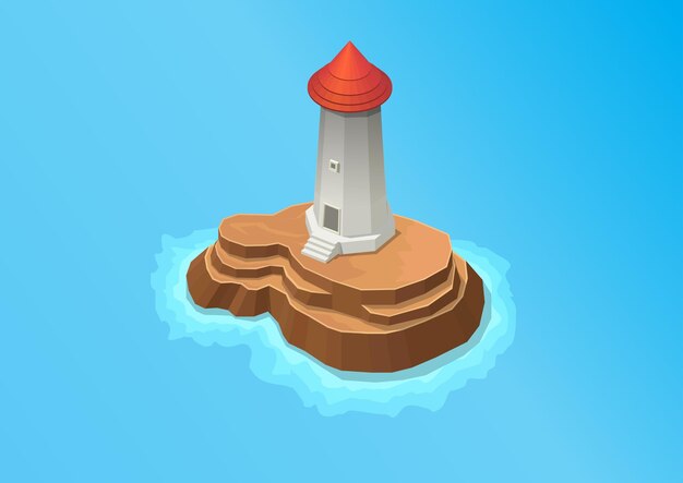 isla rocosa con faro