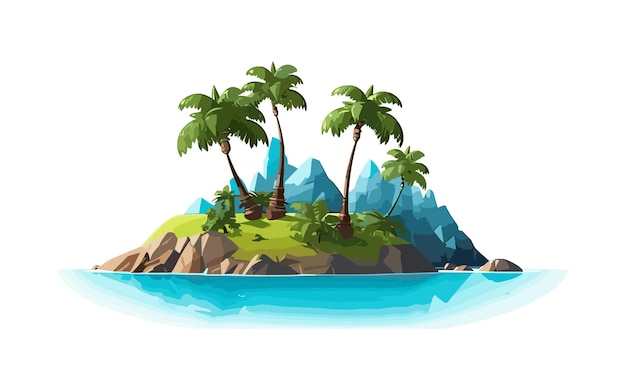 Vector una isla tropical con palmeras vector simple ilustración aislada 3d