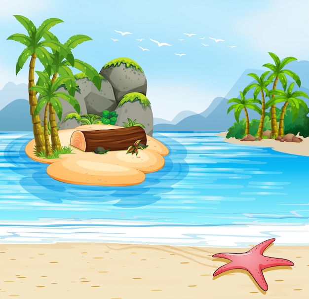 Vector isla de verano escena de playa