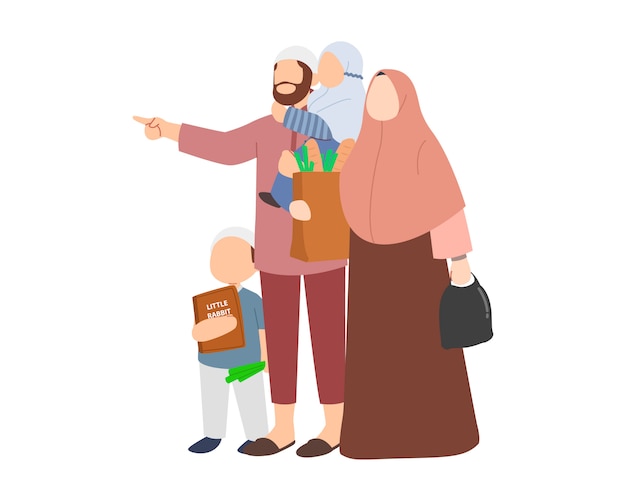 Islam Familia Con Padre Madre Hijo E Hija