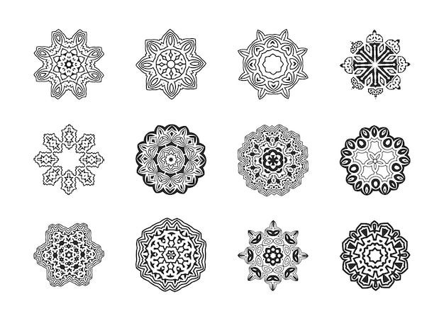 Islam indio árabe marroquí chino motivos otomanos Conjunto de patrones de terapia antiestrés Conjunto de mandalas redondos Elementos decorativos vintage