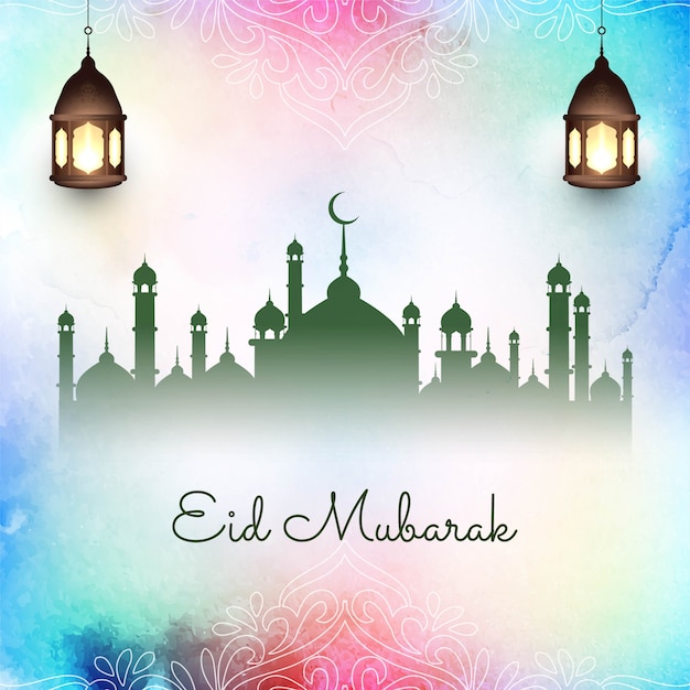 Islámico abstracto Eid Mubarak colorido