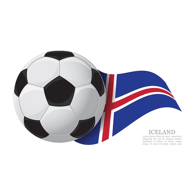 Islandia ondeando la bandera con un balón de fútbol Concepto de apoyo al equipo de fútbol