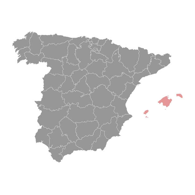 Islas Baleares mapa división administrativa de España Ilustración vectorial