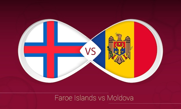 Islas feroe vs moldavia en la competencia de fútbol, grupo f. versus icono en el fondo del fútbol.