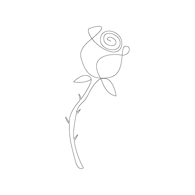 Isolado hermoso contorno de flor de rosa dibujado a mano Diseño de icono vectorial continuo