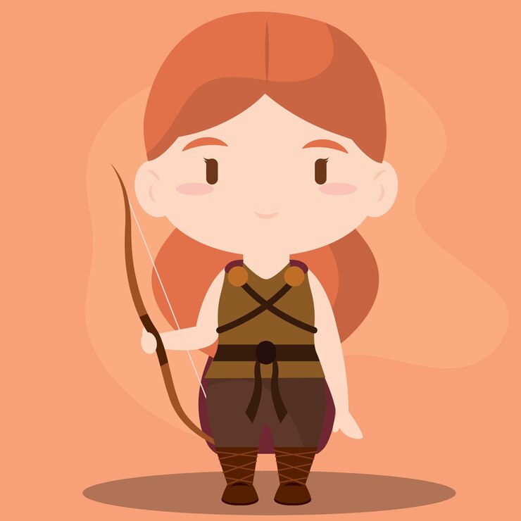Vector isolado lindo chibi personaje vikingo femenino ilustración vectorial