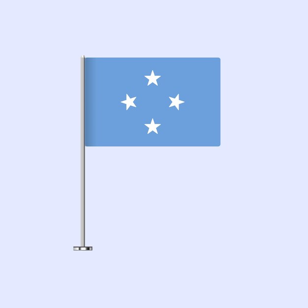 Isolado Micronesia Tabla Bandera en el Polo Bandera Micronesia Diseño vectorial para impresión y web