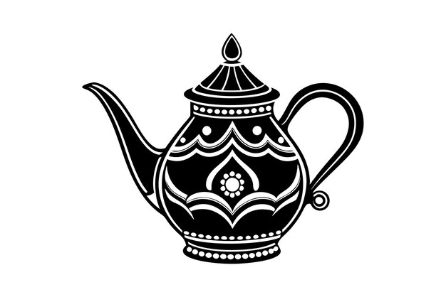Isolado tetera silueta vectorial minimalista negro contorno elegante diseño de utensilios de cocina clásico