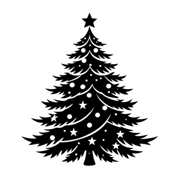 Isolar la silueta vectorial del árbol de Navidad sobre un fondo blanco