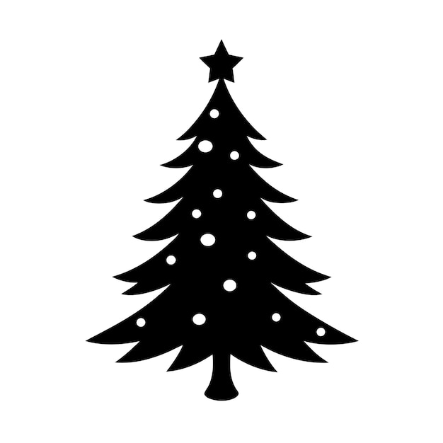 Isolar la silueta vectorial del árbol de Navidad sobre un fondo blanco