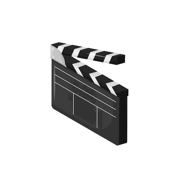 Isometría de claqueta de película de cine en vector de estilo plano