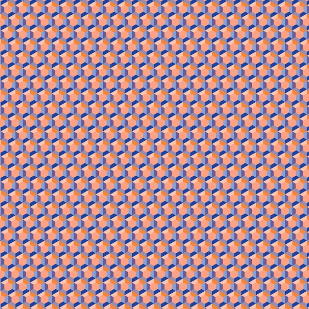 Isometric Cube Arrangement in Orange and Blue