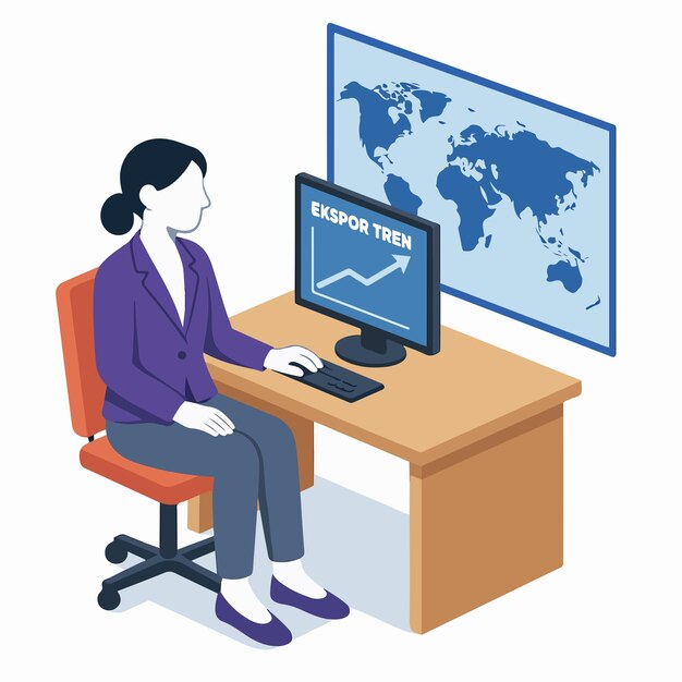 Isometric Detailed Export Import Presentation with Man Character