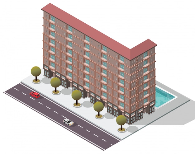 Vector isometric flats apartment