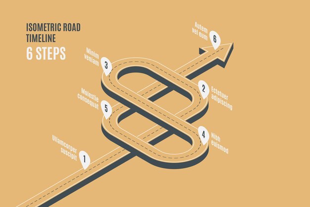 isometric navigation map infographic 5 steps timeline concept