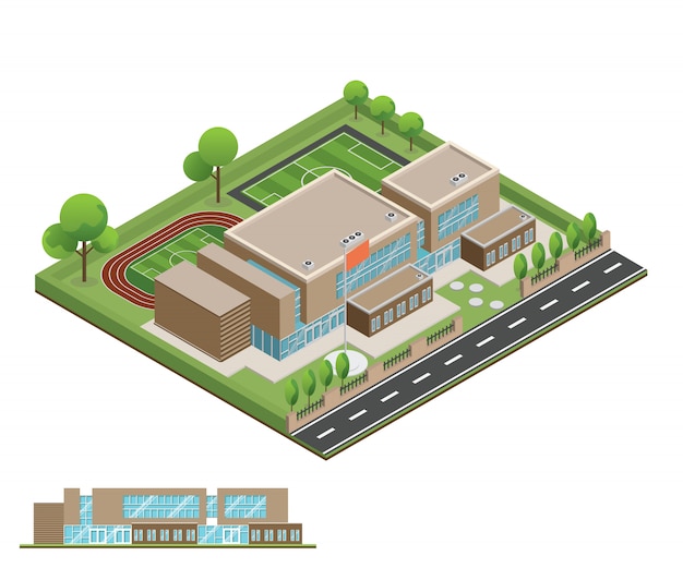 Vector isométrica y 3d de oficina moderna.