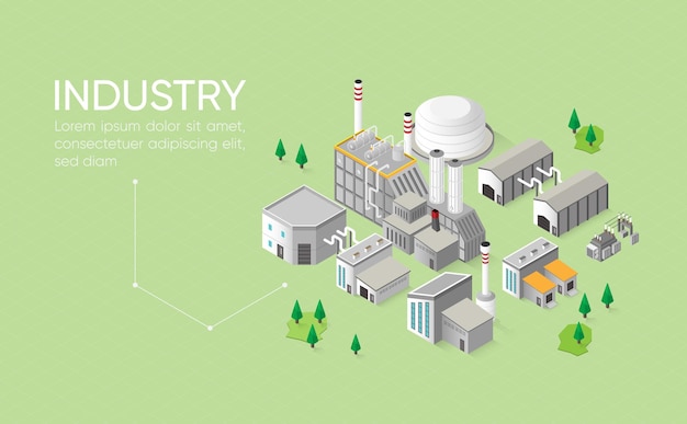 Isométrica de edificios industriales