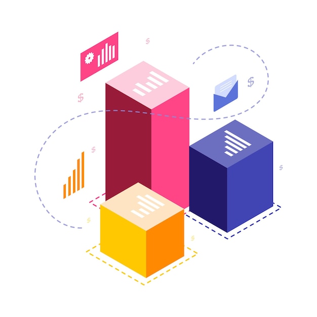 isométrica de negocios para recursos comerciales de infografía.
