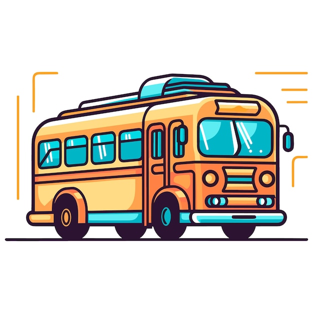 Isométrico 3d Retro Diseño Plano Autobús Escolar Iconos de automóviles Conjunto Ilustración vectorial