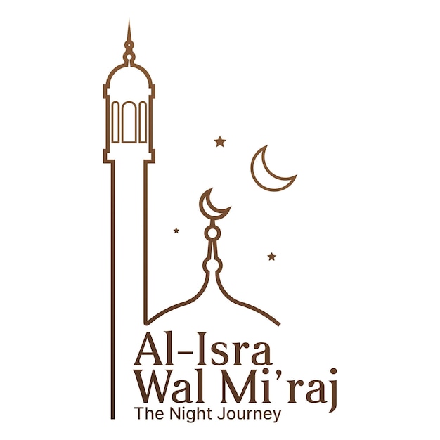 Isra mi39raj ilustración vectorial con estrellas de mezquita y luna