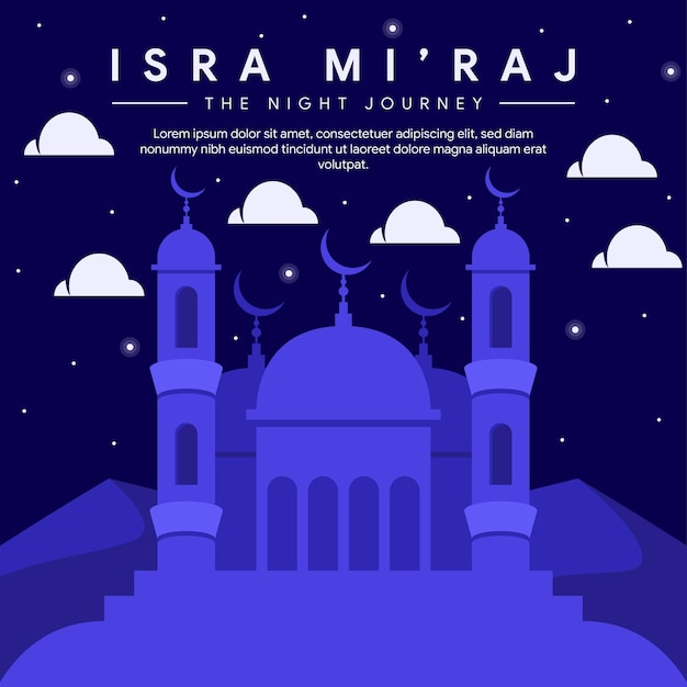 Vector isra miraj banner ilustración en diseño plano