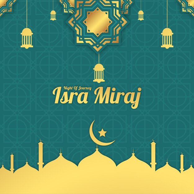 isra miraj ilustración fondo islámico con mezquita