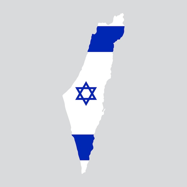 Vector israel mapa pintado en el color de la bandera