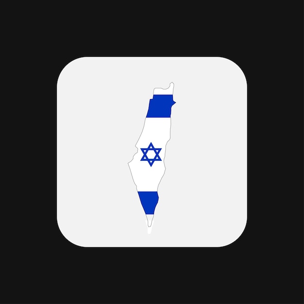 Israel mapa silueta con bandera sobre fondo blanco.