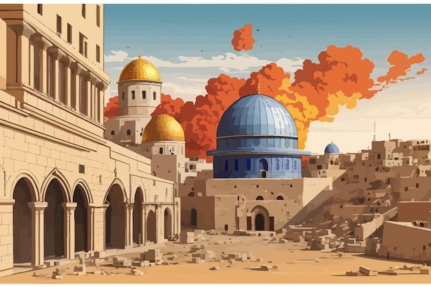 Vector israel tiene una explosión de bomba de ilustración