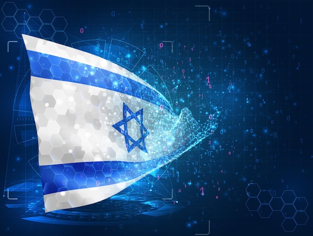 Israel vector bandera virtual abstracto objeto 3D de polígonos triangulares sobre un fondo azul